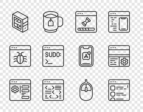Set line Browser setting, files, Loading data window, Software, Computer, Code Stock Illustration