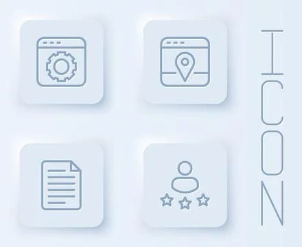Set line Browser setting, Infographic of city map, File document and Consumer Stock Illustration