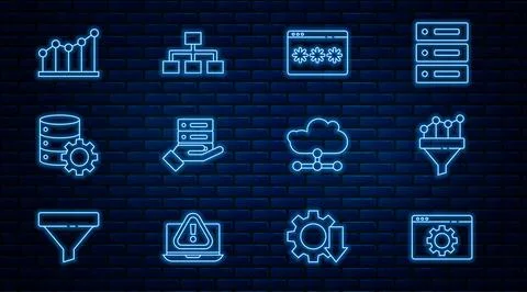 Set line Browser setting, Sales funnel with chart, Password protection, Server Stock Illustration