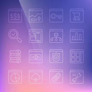 Set line Browser setting, Secure your site with HTTPS, SSL, Web developer pro Stock Illustration