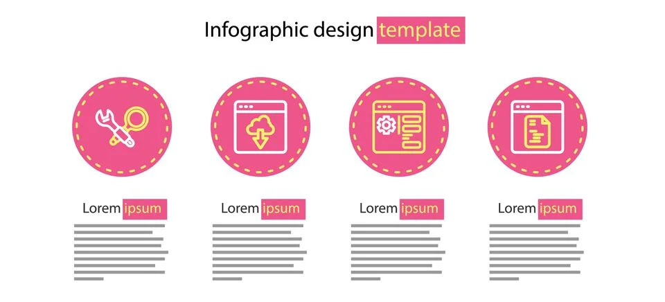 Set line Browser setting, Software, Cloud technology data transfer and Debugging Stockillustratie