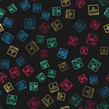 Set line Browser with shield, Cloud technology data transfer, Search engine.. Stock Illustration