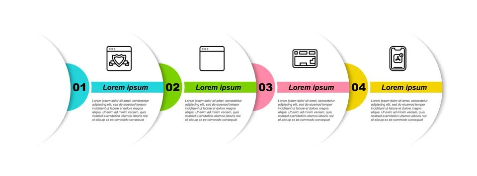 Set line Browser with shield, window, Keyboard and Mobile Apps. Business Stockillustratie