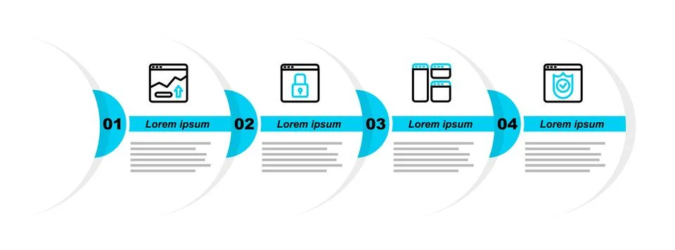 Set line Browser with shield, window, Secure your site HTTPS, SSL and Finan.. Ilustração Stock
