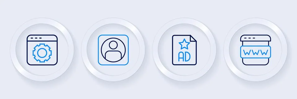 Set line Browser window, Advertising, Create account screen and setting ico.. 스톡 일러스트