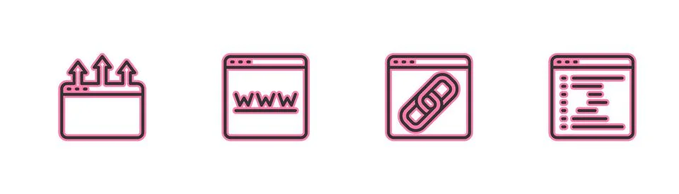 Set line Browser window, and icon. Vector Stock Illustration