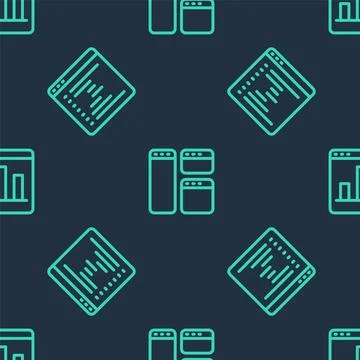 Set line Browser window,  and Graph chart infographic on seamless pattern. .. Illustrazione stock