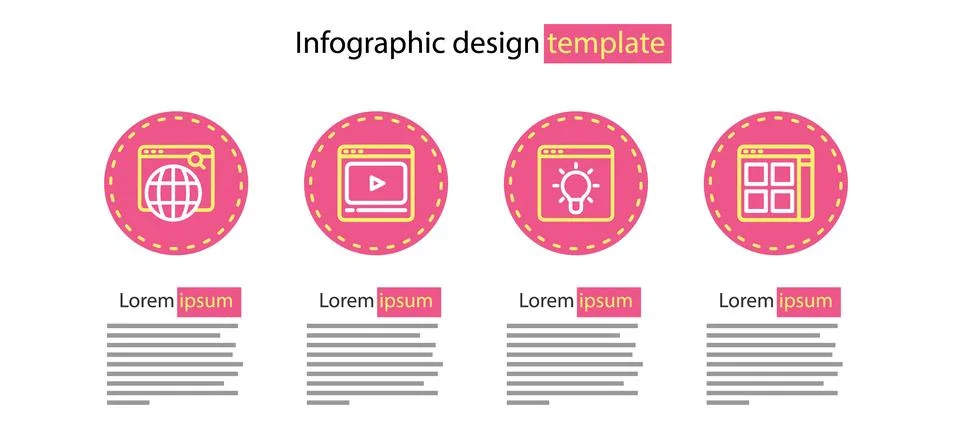 Set line Browser window, files, Online play video and Search engine icon. Vector Stockillustratie