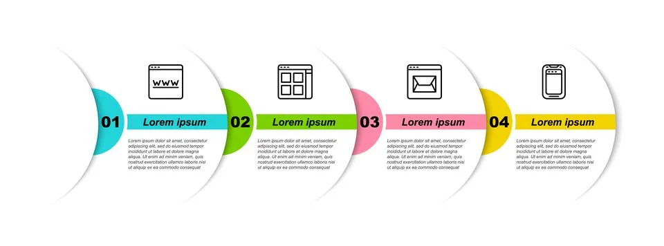 Set line Browser window, files, Website and mail and Mobile phone. Business Stock Illustration
