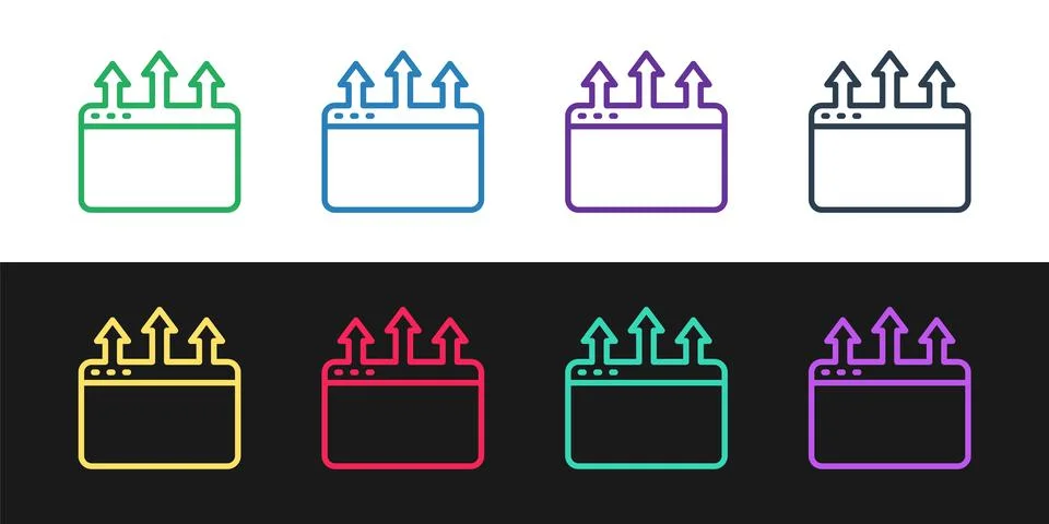 Set line Browser window icon isolated on black and white background.  Vector Stock Illustration