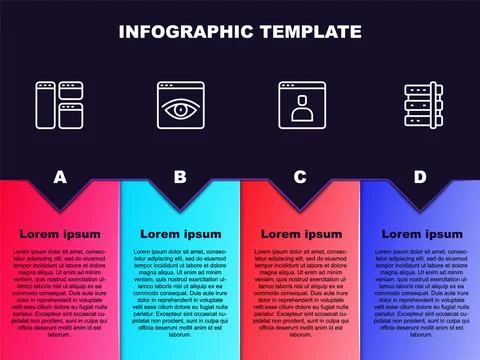 Set line Browser window, incognito, Create account screen and Server. Business Stock Illustration