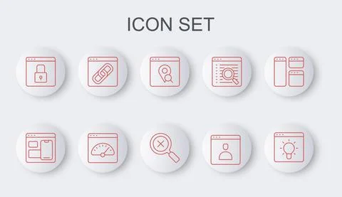 Set line Browser window, Infographic of city map, Create account screen, Secure Stock Illustration