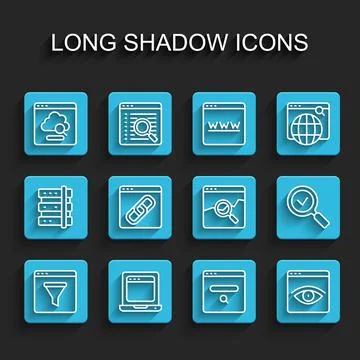 Set line Browser window, Laptop with browser, Cloud technology data transfer 스톡 일러스트