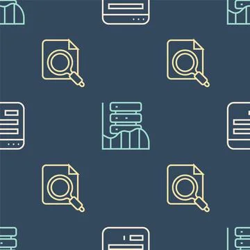 Set line Browser window, Search concept with folder and Server, Data, Web Stock Illustration