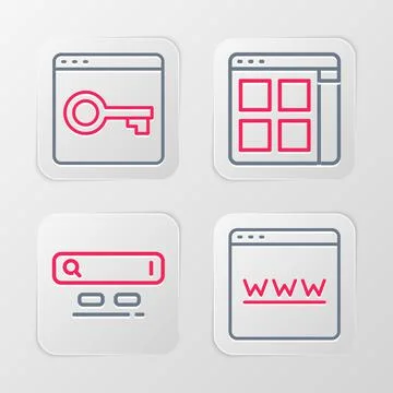 Set line Browser window, Search engine, files and Secure your site with HTTPS Illustration