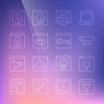 Set line Browser window, Search engine, incognito, Secure your site with HTTPS Stock Illustration