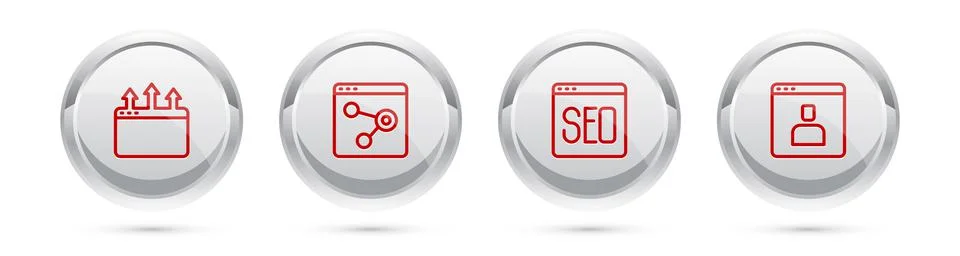 Set line Browser window, SEO optimization and Create account screen. Silver イラスト素材