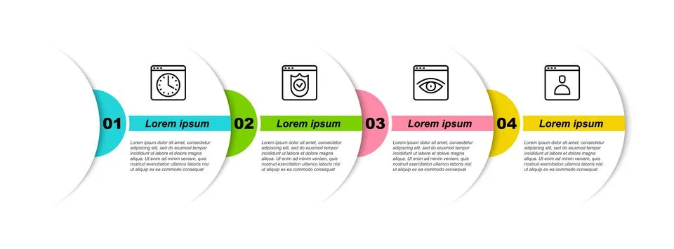 Set line Browser window, with shield, incognito and Create account screen イラスト素材