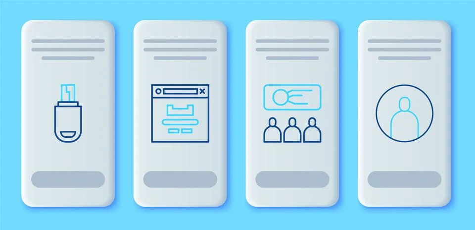 Set line Browser window, Training, presentation, USB flash drive and Create Stock Illustration