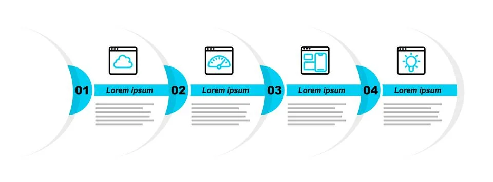 Set line Browser window, Web developer programming code, Digital speed mete.. 스톡 일러스트