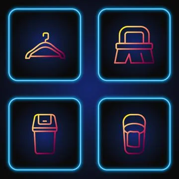 Set line Bucket with rag, Trash can, Hanger wardrobe and Brush for cleaning Stock Illustration
