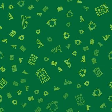 Set line Bumper car, Ticket box office and Juggling ball on seamless pattern. Ilustración de archivo