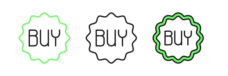Set line Buy button icon isolated on white background.  Vector 스톡 일러스트