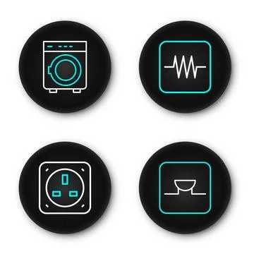 Set line Buzzer in electronic circuit, Electrical outlet, Resistor and Wash.. Stock Illustration