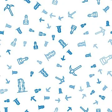 Set line Cactus, Pickaxe and Tabasco sauce on seamless pattern. Vector Illustrazione stock