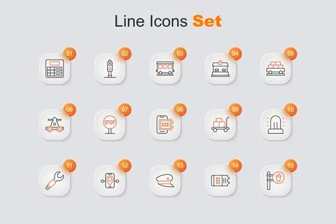 Set line Cafe and restaurant location, Train ticket, driver hat, Route, Wre.. イラスト素材
