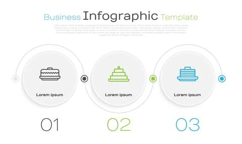Set line Cake, with burning candles and Stack of pancakes. Business infographic Stock Illustration