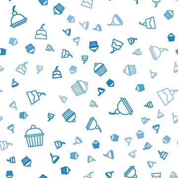 Set line Cake, Cherry cheesecake and Pudding custard on seamless pattern. Vector Stock Illustration