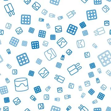 Set line Cake, Ice cream and Waffle on seamless pattern. Vector Stock Illustration