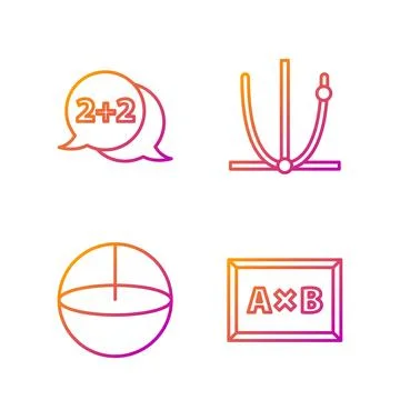 Set line Calculation, Calculator, Geometric figure Cone and Ringing bell. G.. Stock Illustration