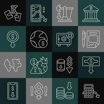 Set line Calculation of expenses, Dollar rate decrease, Contract money and, Drop 库存插图