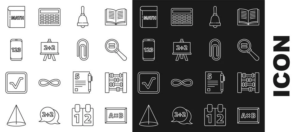 Set line Calculation, Graph, schedule, chart, diagram, Paper clip, Test or exam Stock Illustration