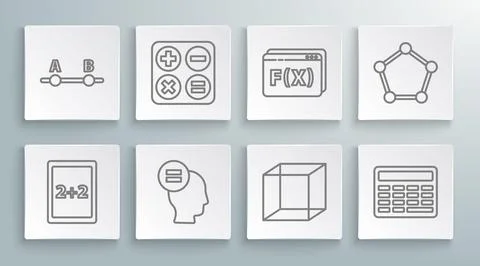 Set line Calculation, Square root, Test or exam sheet, Function mathematica.. Stock Illustration