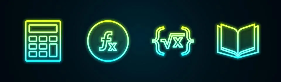 Set line Calculator, Function mathematical symbol, Square root of x glyph and Stock Illustration