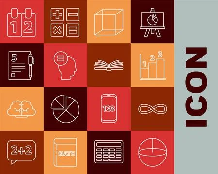 Set line Calculator, Function mathematical symbol, Graph, schedule, chart Stock Illustration