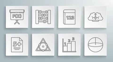 Set line Calculator, Graph, schedule, chart, diagram, Chalkboard, Test exam Stock Illustration