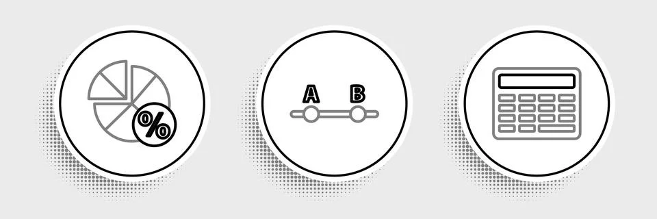 Set line Calculator, Graph, schedule, chart, diagram and  icon. Vector 스톡 일러스트