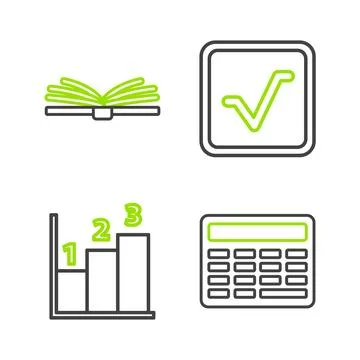 Set line Calculator, Graph, schedule, chart, diagram, Square root and Open .. 스톡 일러스트