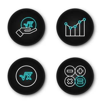 Set line Calculator, Square root of x glyph, Graph, schedule, chart, diagra.. Stock Illustration