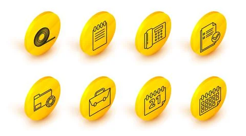 Set line Calendar, Briefcase, Folder settings with gears, Document and check 스톡 일러스트