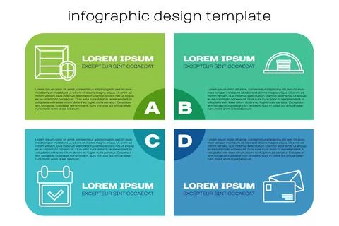 Set line Calendar with check mark, Delivery pack security with shield, Envelope Stock Illustration