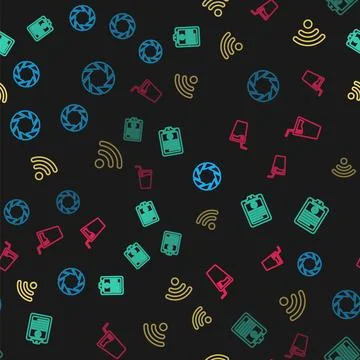 Set line Camera shutter, Clinical record, Wi-Fi wireless network and Glass wi Illustrazione stock