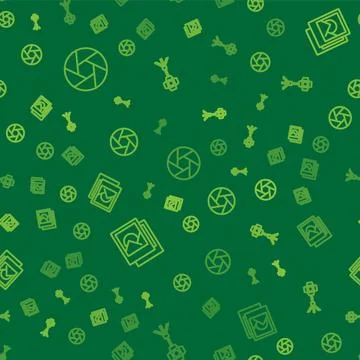 Set line Camera shutter, Photo frame and Softbox light on seamless pattern 스톡 일러스트