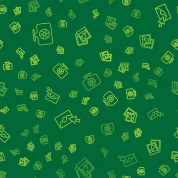 Set line Camera shutter, Photo retouching and frame on seamless pattern. Vect イラスト素材