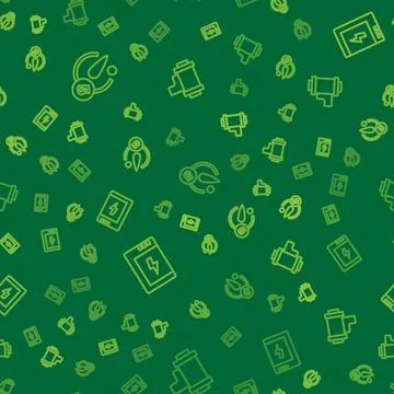 Set line Camera timer, Battery for camera and roll cartridge on seamless pa.. イラスト素材