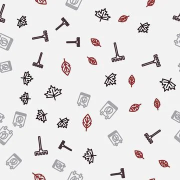 Set line Canadian maple leaf, Garden rake, Calendar with autumn leaves and Leaf イラスト素材